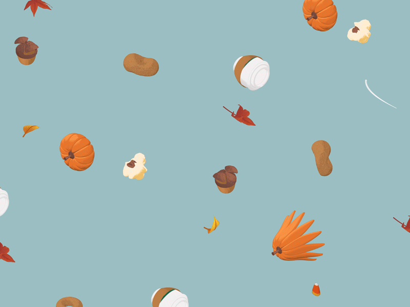 Fall Pattern Animation 3d acorn animation autumn candy corn fall leaf pattern popcorn pumpkin scarf starbucks