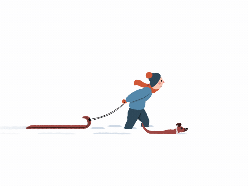 Let's go sledding! animation cel animation character animation dog loop motion graphics psd sled snow walkcycle