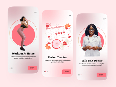 FitFem App app fitness app product design ui ux wellness app