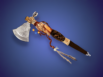 Indian Axe Rendering axe bone feather indian leather rendering