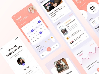 Moms app card clean color design minimal simple ui ux web website