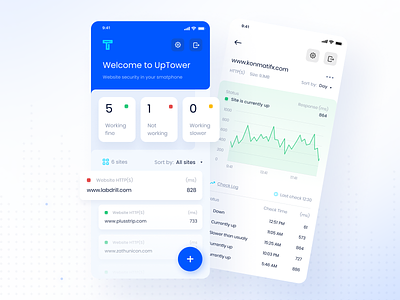 UpTower.io App card clean color design interface minimal mobile monitor simple ui ux web monitor website