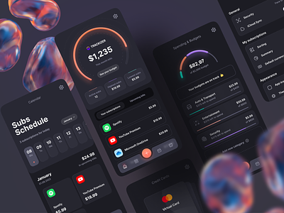 Trackizer - Subscription tracker app app card clean design free freebies graphic design manage minimal mobile product simple subscription template tracker ui ui kit ux