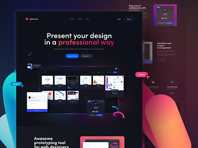 Symu.co - present your projects in a browser 3d card clean color dark design logo minimal modern presentation shape show simple theme tool ui upload ux web design