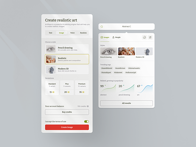 Artifique side bar and search results ai app application card clean component concept dashboard design figma free freebies interface minimal product design search simple template ui ux
