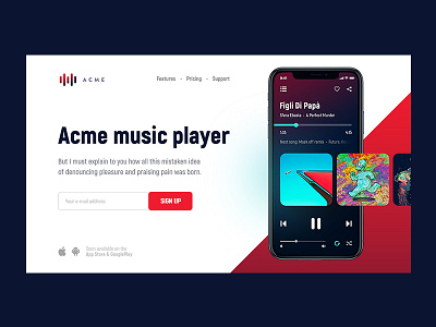 Music Player anroid apple google ios iphone landingpage music play player song