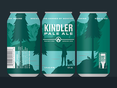 Kindler Pale Ale beer bonfire brewery brewing can colorado hiker hiking illustration mountain scenic