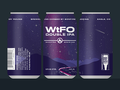 WtFO Double IPA astronomy beer bonfire brewing can colorado galaxy illustration night packaging sky stars