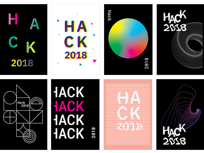 Hackathon Posters 2018 2018 trends gradiant hackaton outline pattern posters