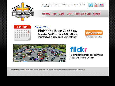 Finish the Race Website car show cars racing website website design