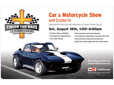 Finish The Race Car Show Invitation Flyer car show cars christian church flyer interstate invitation racing