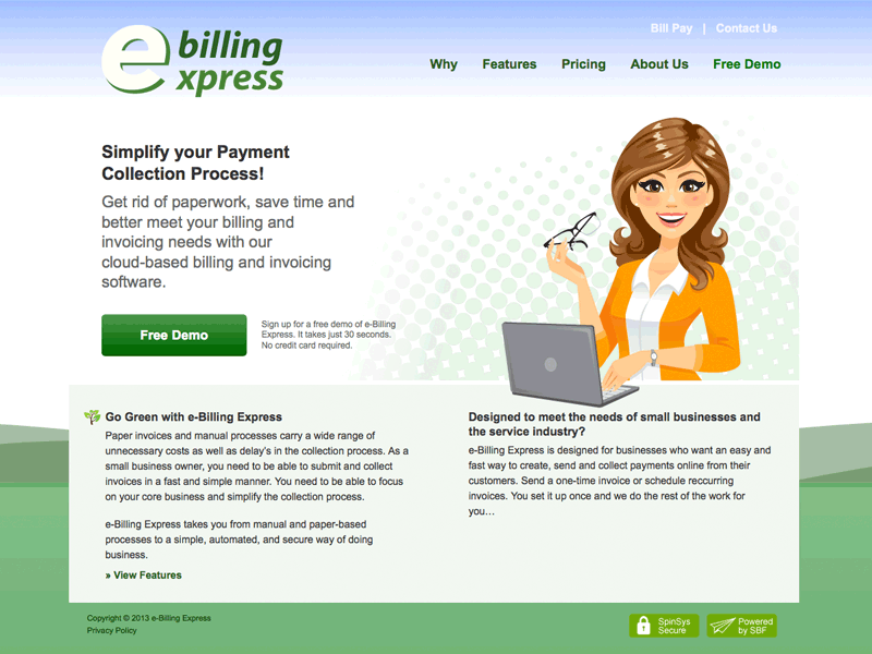 e-Billing Express Website ebilling ecommerce website website design