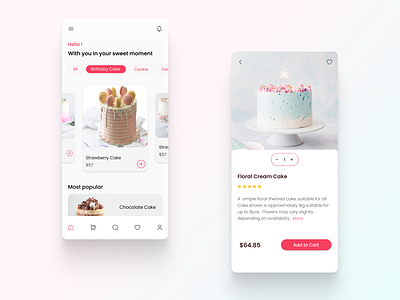 Online Cake Shop app bakery cake design mobile mobile design new online shop ui ux visual