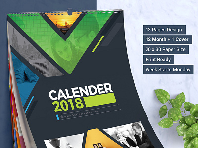 2018 Wall and Desk Calendar Design Template
