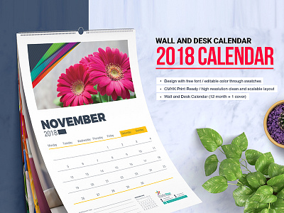 2018 Wall and Desk Table Calendar 12 month calendar 2018 2018 calendar 2018 desk calendar 2018 template 2018 wall calendar calendar template monthly calendar new year new year calendar table calendar yearly calendar