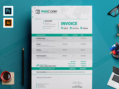 Simple Clean Invoice Template clean invoice eps invoice invoice invoice bundle invoice design invoice design template invoice template invoice word ms word invoice psd invoice simple invoice word invoice