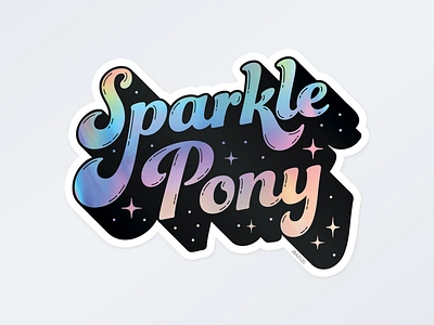 Sparkle Pony Sticker V1 holographic logo sticker typography vector