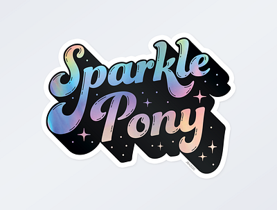 Sparkle Pony Sticker V1 holographic logo sticker typography vector