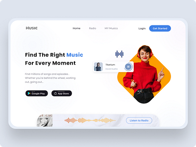 Landing Page Hero design hero landing page music music player ui website