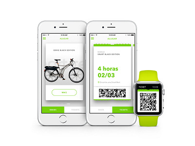 Rent a Bike app green iphone mobile watch