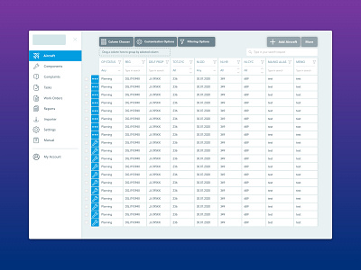 Aviation Maintenance dashboard