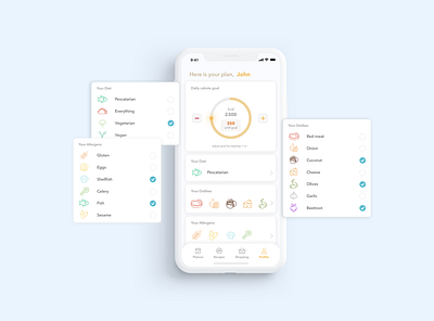 Meal planning app – Profile screen ios iosapp meal plan mobile app mobileapp profile ui ux