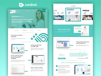 Landing page for healthcare marketing agency