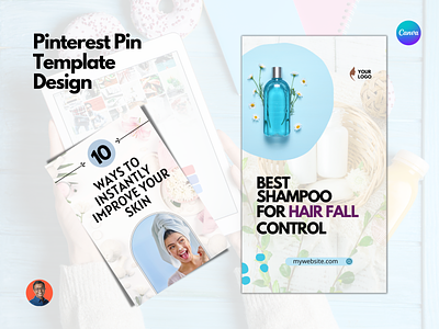 Pinterest Pin Design Template for Skincare website