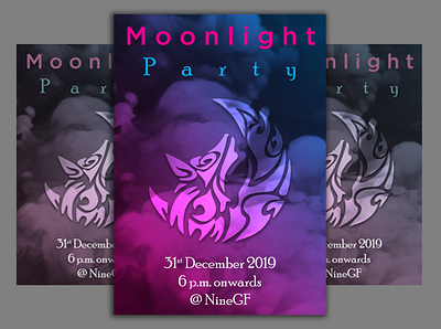 Moonlight Party Flyer adobe branding design disco fiverr flyer graphic design illustration music party teen