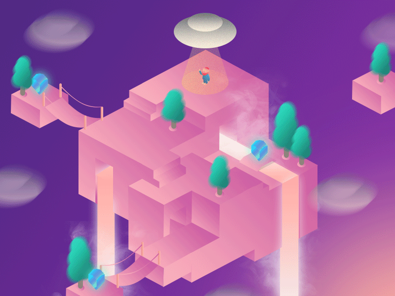 Redbeard Adventures Chapter Three: Flying Island energy fantasy gradient isometric monumentvalley