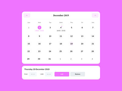 Calendar Widget calendar date pink ui ux webdesign widget