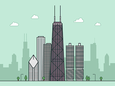 Chicago building design illustration ui