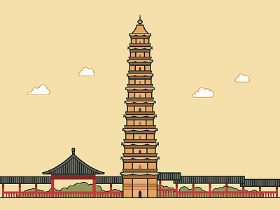 Kaifeng,China building design illustration ui