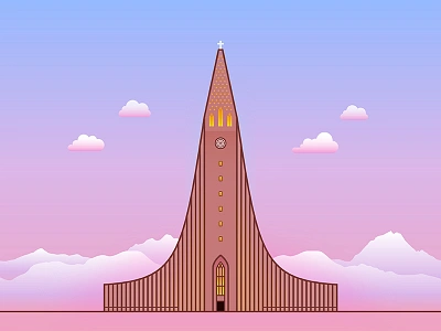 Reykjavik building design illustration ui