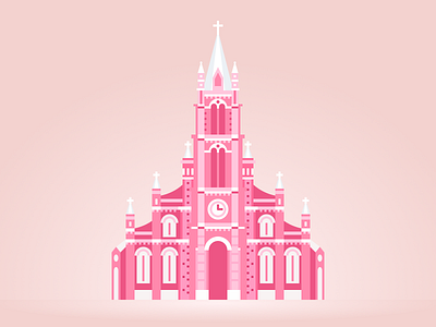 The Pink Church building illustration ui