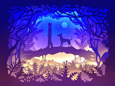 Boy and Dog app icon illustrator product ui