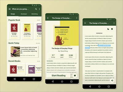 Book App Design android app appmobile book app ios material design mobile design ui ux