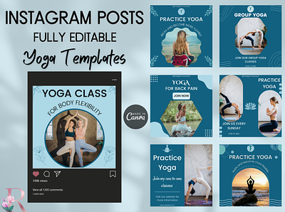 Yoga Instagram Post Templates made in Canva canva canva design canva templates graphic design instagram posts social media design yoga design