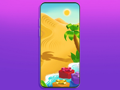 Desert background casual concept desert game illustration palm sea