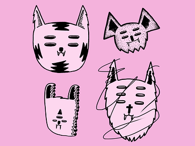 Cats cat doodle illustration portrait weird