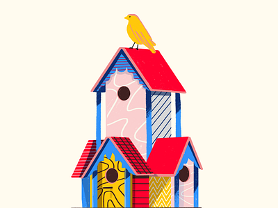 Bird House bird color doodle house illustration style frame