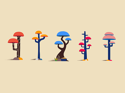 Trees 2d color game icon illustration tree