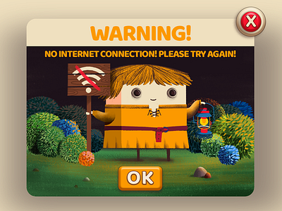 No Internet character design game art illustration popup style frame ui