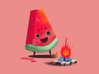 karpuz character characterdesign fire watermelon