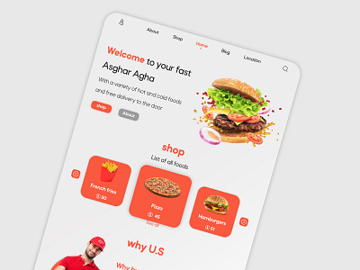 website interface with food theme branding food graphic design ui