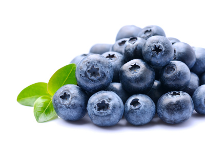Sweet blueberries with leaves on white backgrounds. Healthy food antioxidant berry blueberries food leaves nature object plant raw ripe snack tasty vegan vitamin
