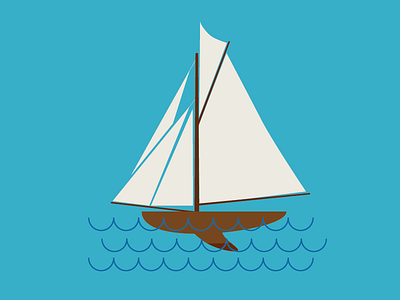 Color Sailboat illustration nautical sailboat sailing simple vector