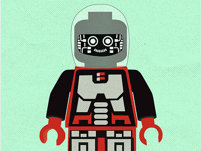 Lego Cyborg Poster illustration lego retro vector
