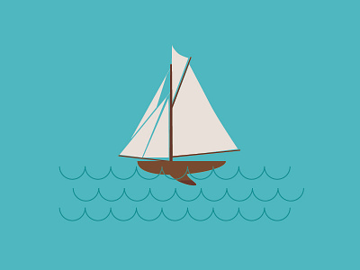 Sailboat Variant boat illustration nautical sailboat sailing simple vector water whimsical