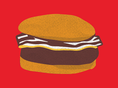 Bacon Cheeseburger cheese fast food hamburger illustrator red screenprint simple vector vector illustration yellow